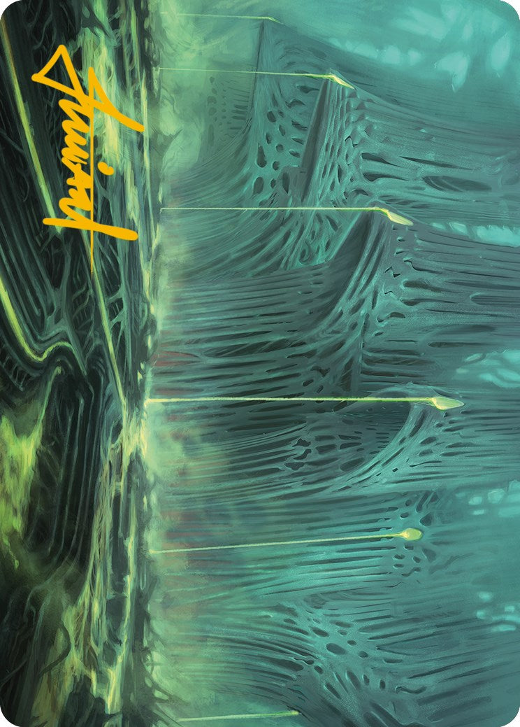Swamp Art Card (Gold-Stamped Signature) [Phyrexia: All Will Be One Art Series] | Rook's Games and More