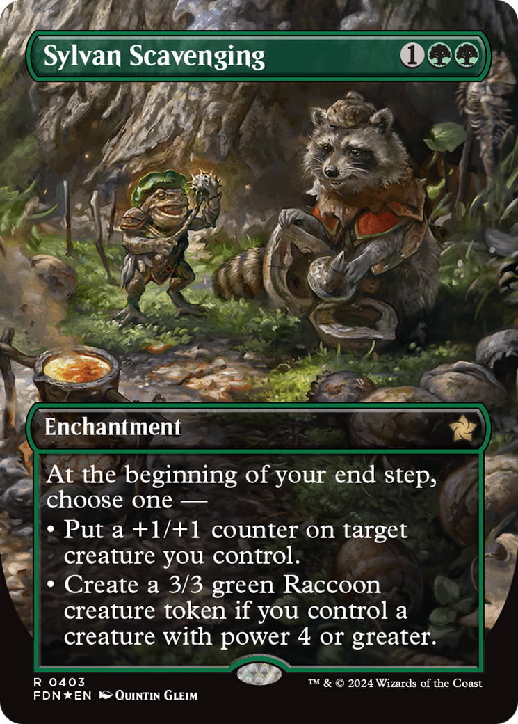 Sylvan Scavenging (Borderless) (Mana Foil) [Foundations] | Rook's Games and More