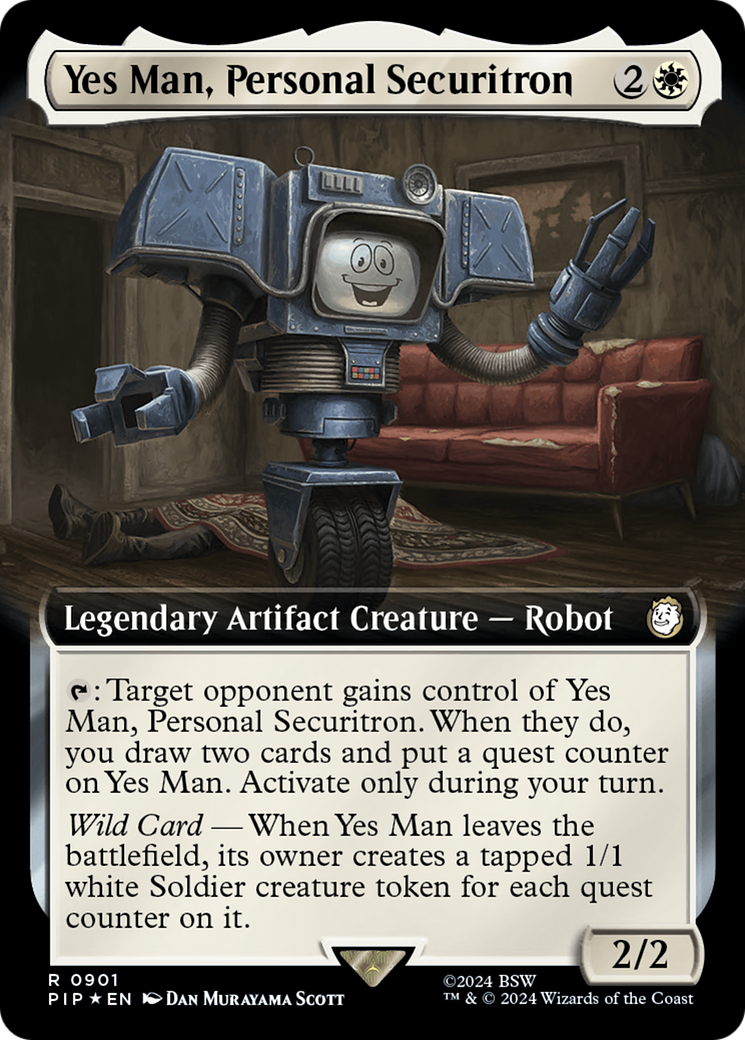 Yes Man, Personal Securitron (Extended Art) (Surge Foil) [Fallout] | Rook's Games and More