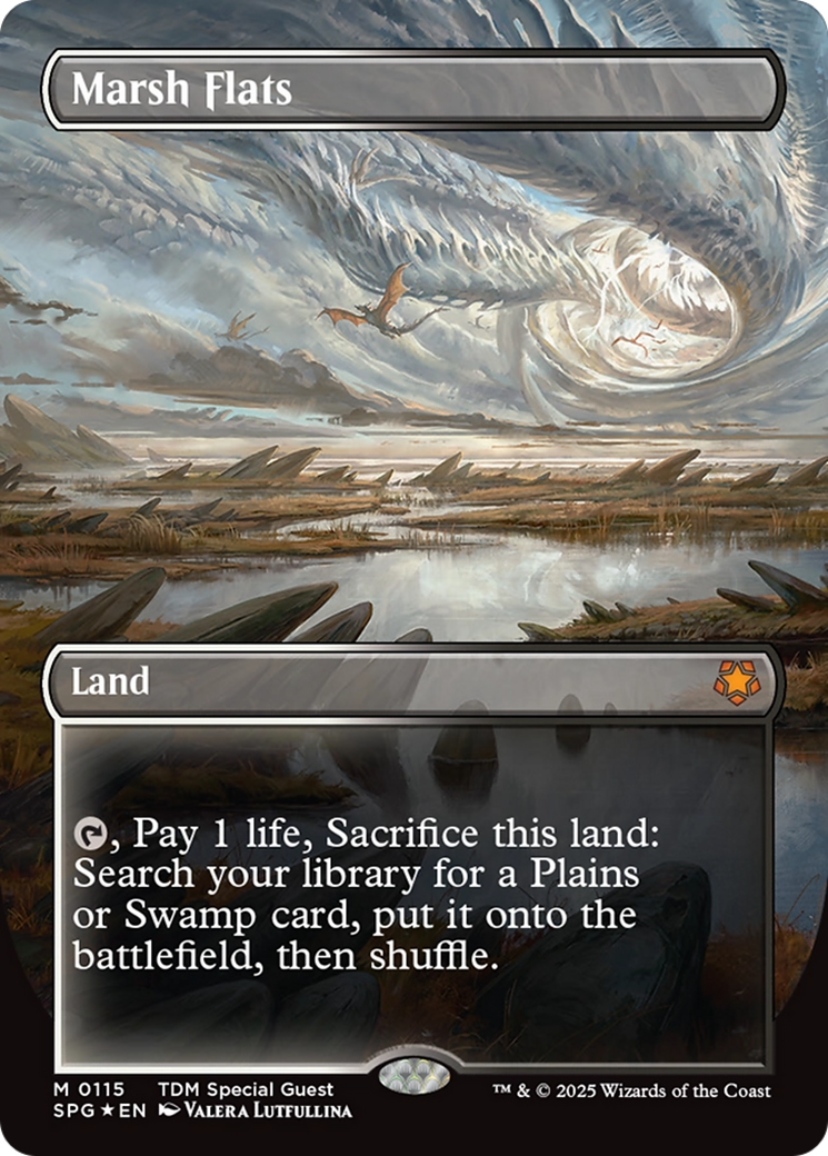 Marsh Flats (Borderless) (Dragonscale Foil) [Tarkir: Dragonstorm Special Guests] | Rook's Games and More