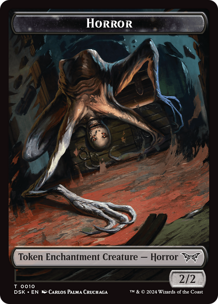 Horror // Glimmer Double-Sided Token [Duskmourn: House of Horror Tokens] | Rook's Games and More