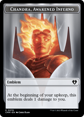 Chandra, Awakened Inferno Emblem // Wizard Double-Sided Token [Commander Masters Tokens] | Rook's Games and More