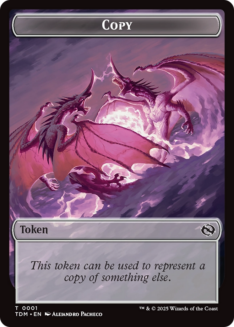 Copy // Dragon (0014) Double-Sided Token [Tarkir: Dragonstorm Commander Tokens] | Rook's Games and More