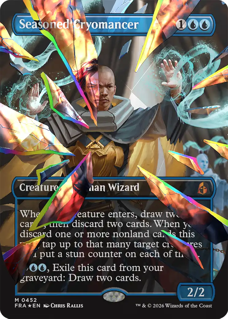 Seasoned Cryomancer (Borderless) (Facet Foil) (0452) [Reality Fracture] | Rook's Games and More