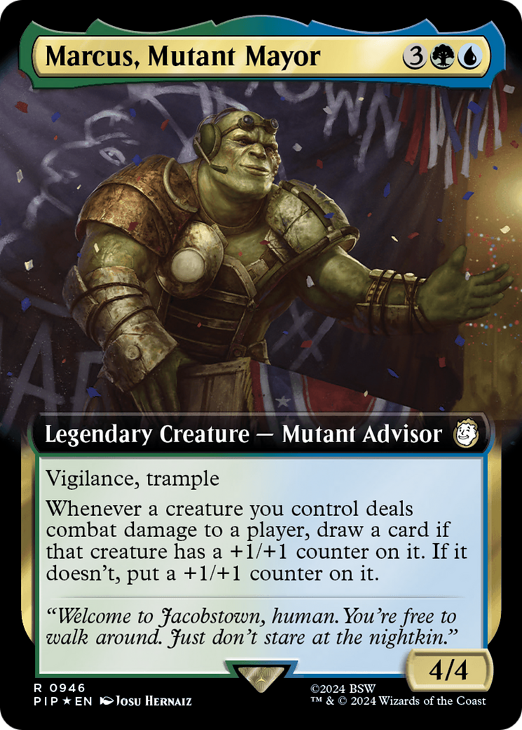 Marcus, Mutant Mayor (Extended Art) (Surge Foil) [Fallout] | Rook's Games and More