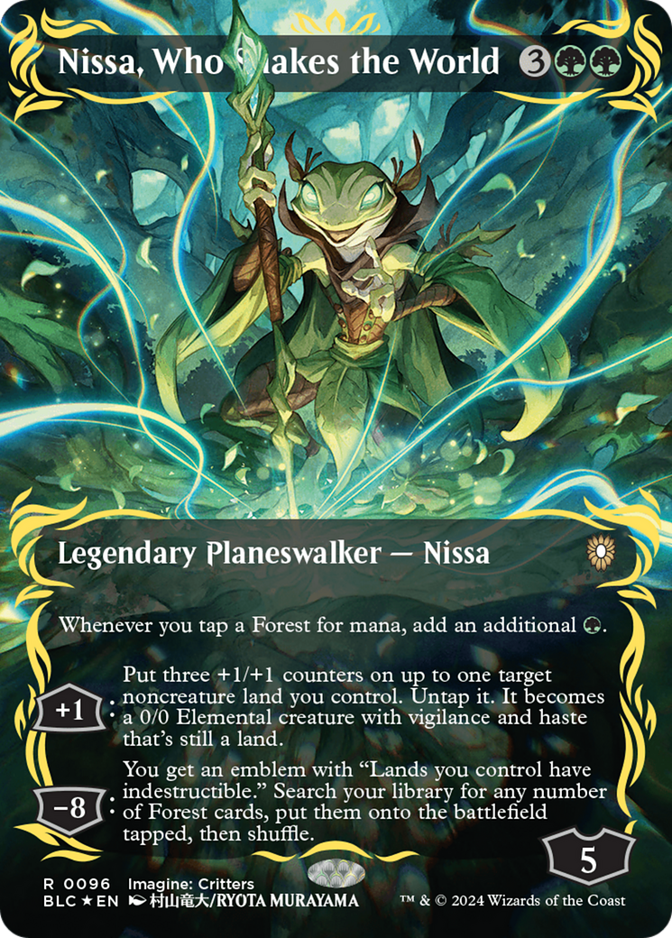 Nissa, Who Shakes the World (Borderless) (Raised Foil) [Bloomburrow Commander] | Rook's Games and More