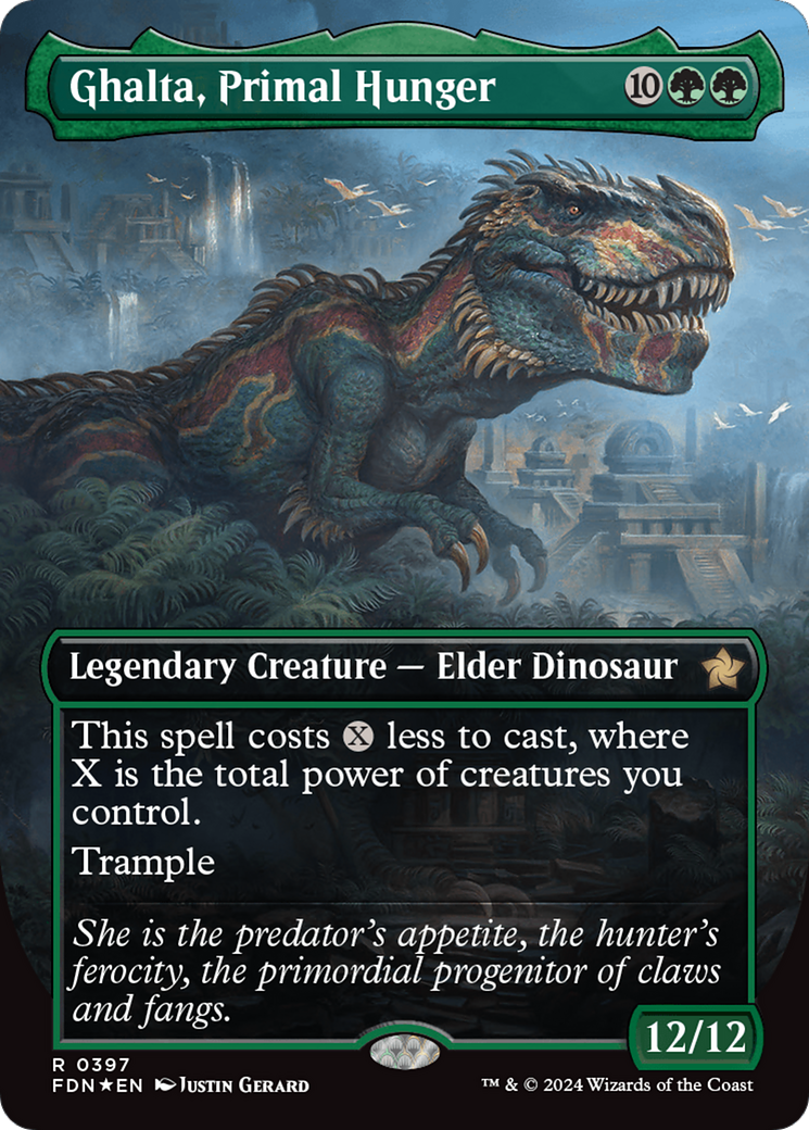 Ghalta, Primal Hunger (Borderless) (Mana Foil) [Foundations] | Rook's Games and More