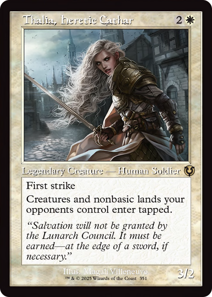 Thalia, Heretic Cathar (Retro Frame) [Innistrad Remastered] | Rook's Games and More