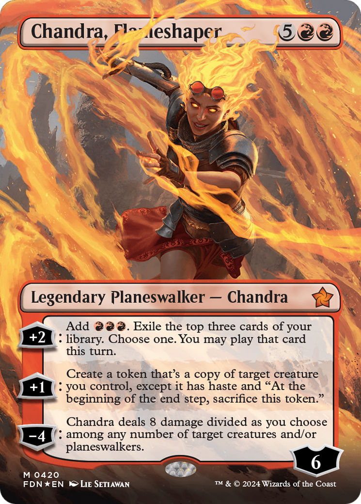 Chandra, Flameshaper (Borderless) (Mana Foil) [Foundations] | Rook's Games and More