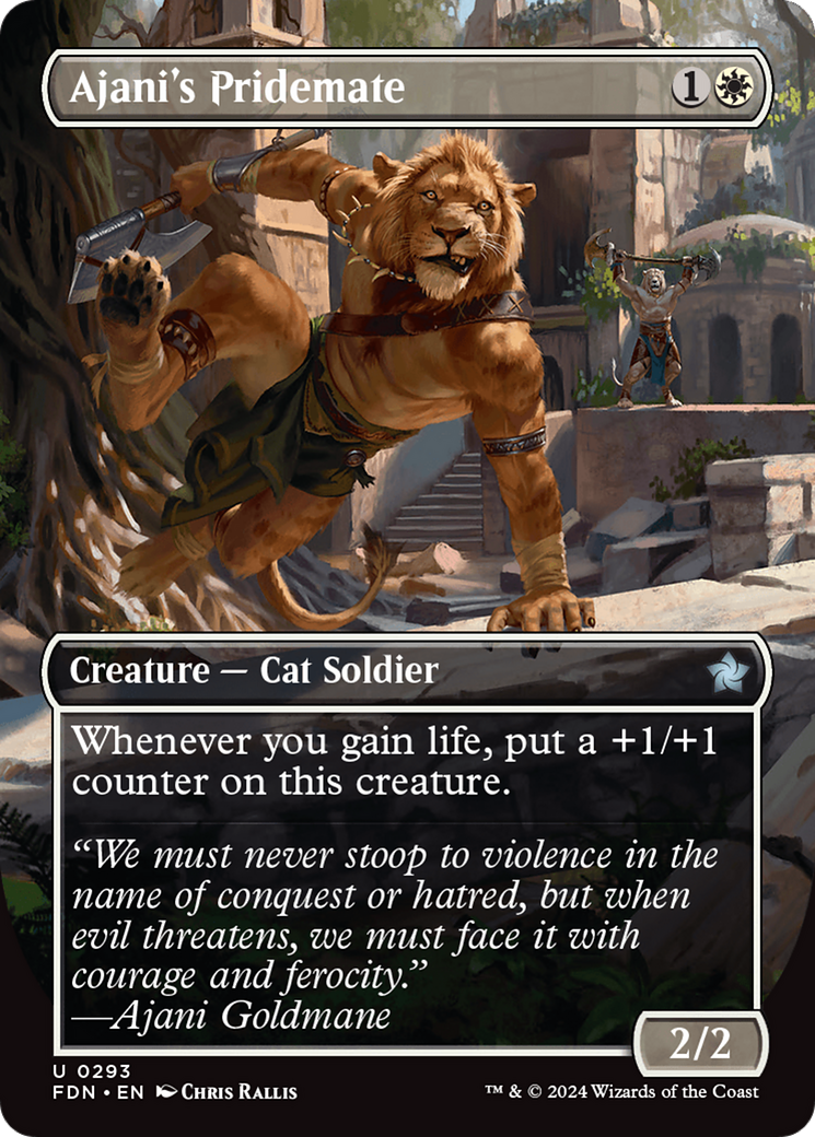 Ajani's Pridemate (Borderless) [Foundations] | Rook's Games and More