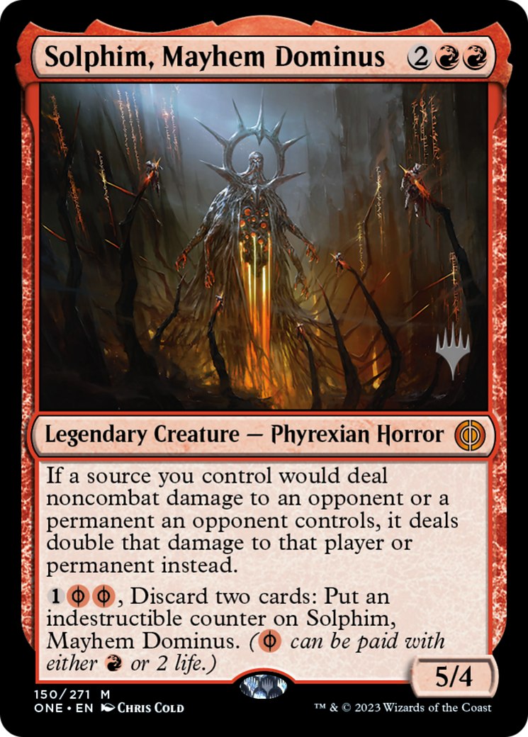 Solphim, Mayhem Dominus (Promo Pack) [Phyrexia: All Will Be One Promos] | Rook's Games and More