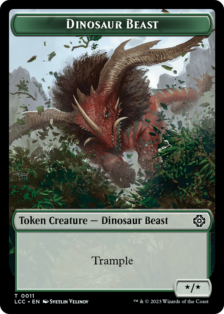 Dinosaur Beast // Dinosaur Double-Sided Token [The Lost Caverns of Ixalan Commander Tokens] | Rook's Games and More