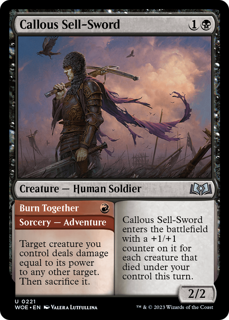 Callous Sell-Sword // Burn Together [Wilds of Eldraine] | Rook's Games and More