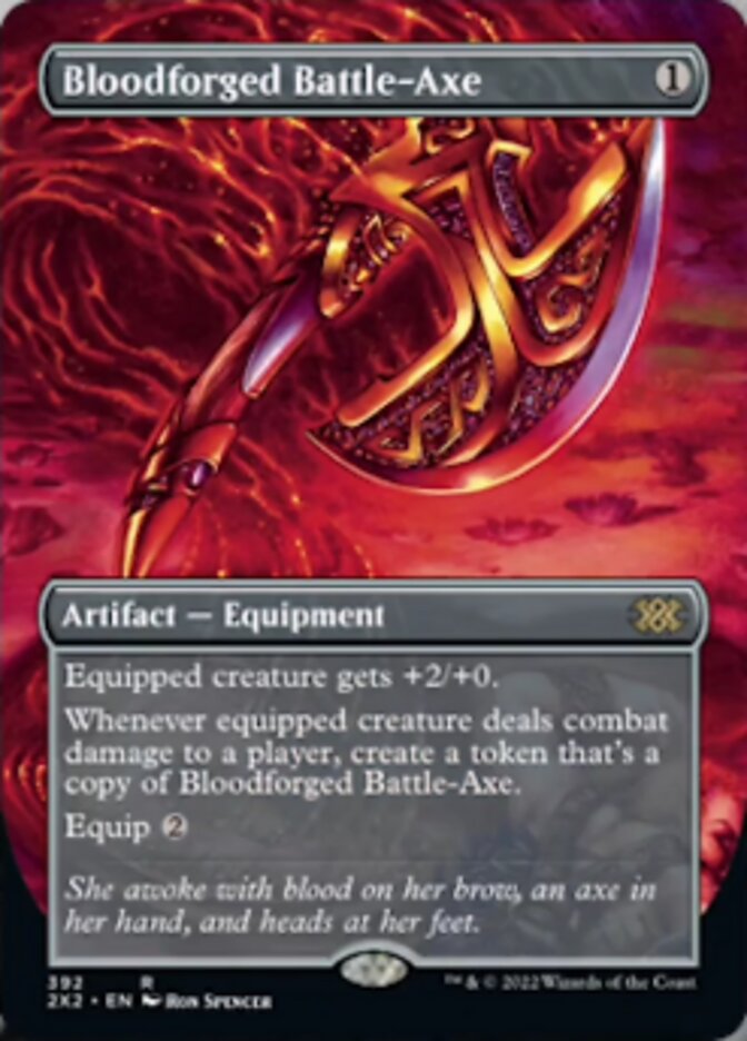 Bloodforged Battle-Axe (Borderless Alternate Art) [Double Masters 2022] | Rook's Games and More