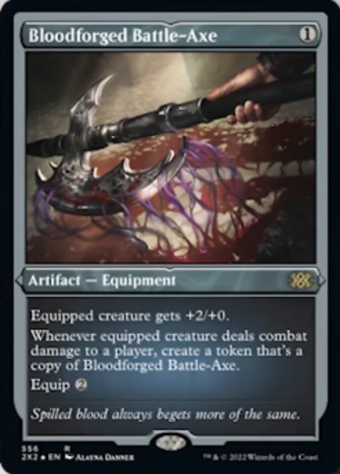 Bloodforged Battle-Axe (Foil Etched) [Double Masters 2022] | Rook's Games and More