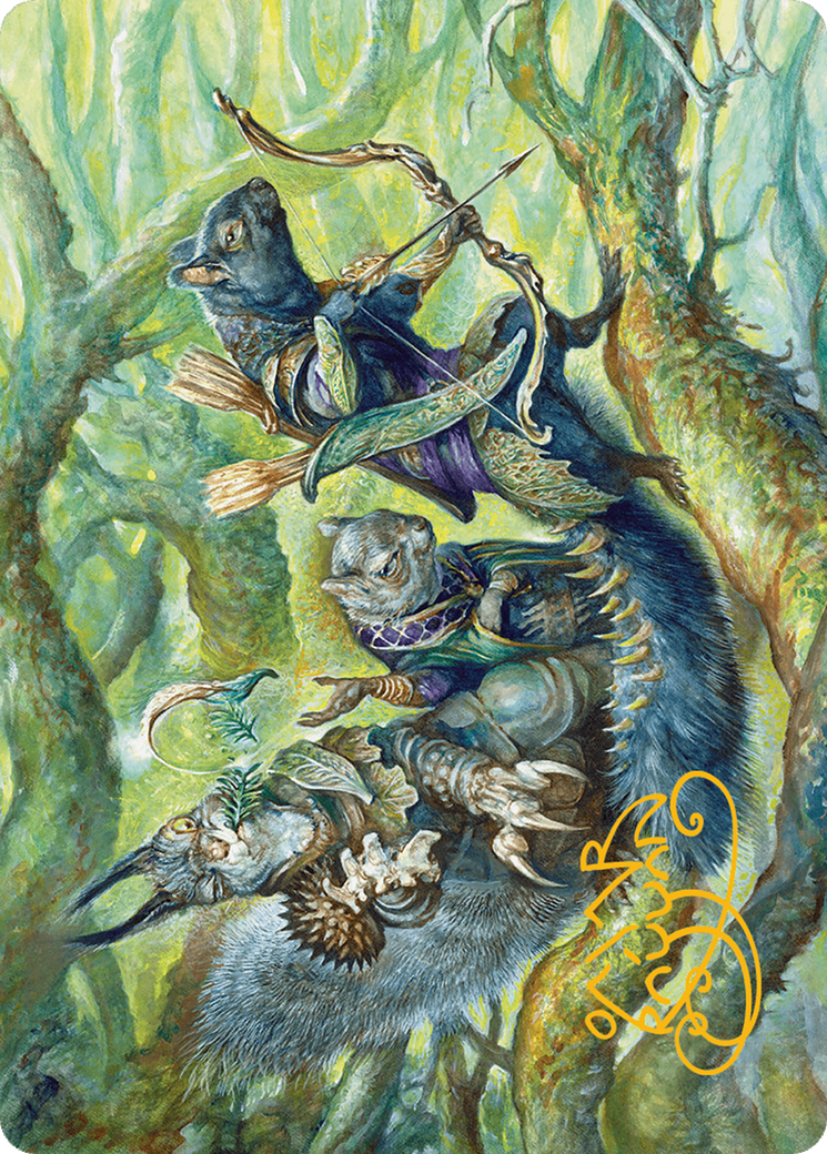 The Odd Acorn Gang Art Card (Gold-Stamped Signature) [Bloomburrow Art Rook's Games and More The Odd Acorn Gang Art Card (Gold-Stamped Signature) [Bloomburrow Art Rook's Games and More