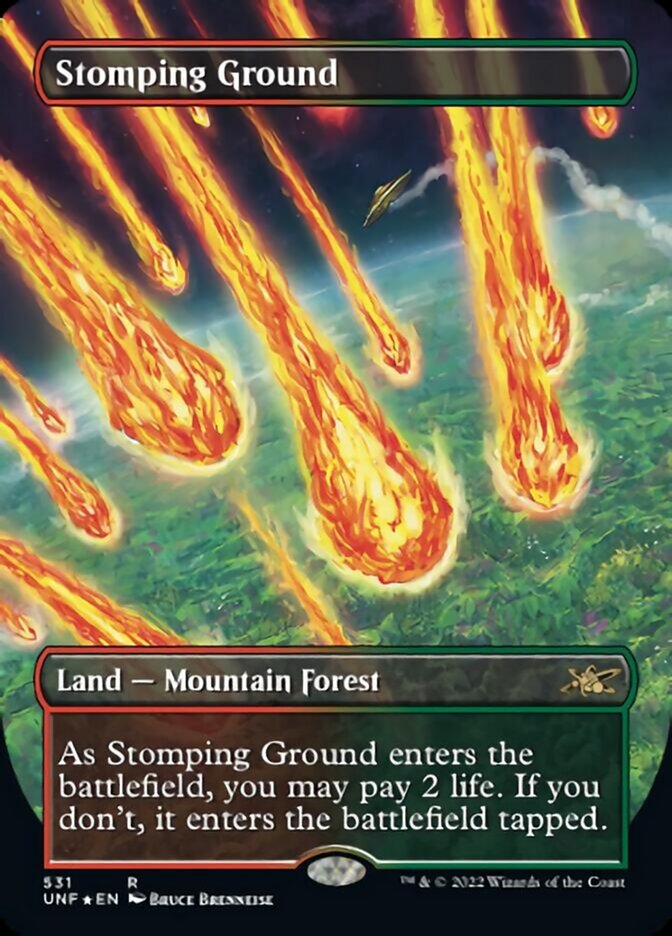 Stomping Ground (Borderless) (Galaxy Foil) [Unfinity] | Rook's Games and More