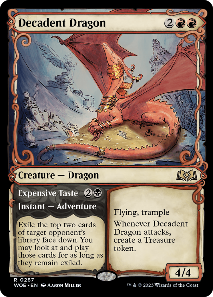 Decadent Dragon // Expensive Taste (Showcase) [Wilds of Eldraine] | Rook's Games and More