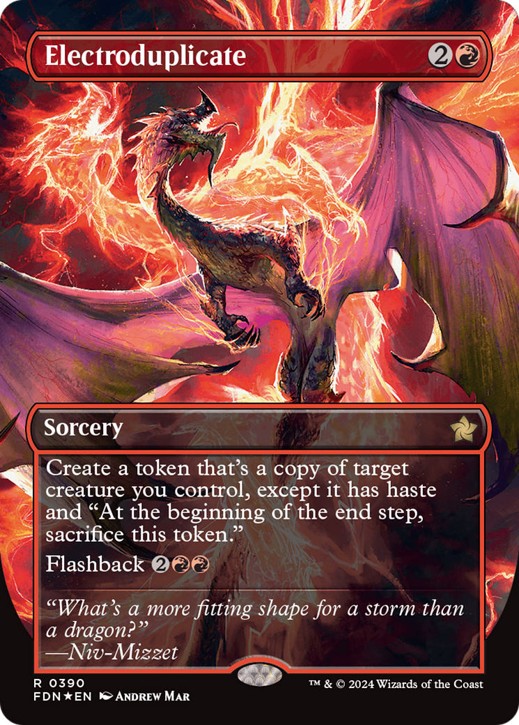 Electroduplicate (Borderless) (Mana Foil) [Foundations] | Rook's Games and More