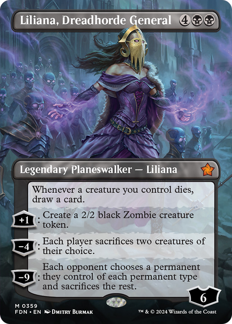 Liliana, Dreadhorde General (Borderless) [Foundations] | Rook's Games and More