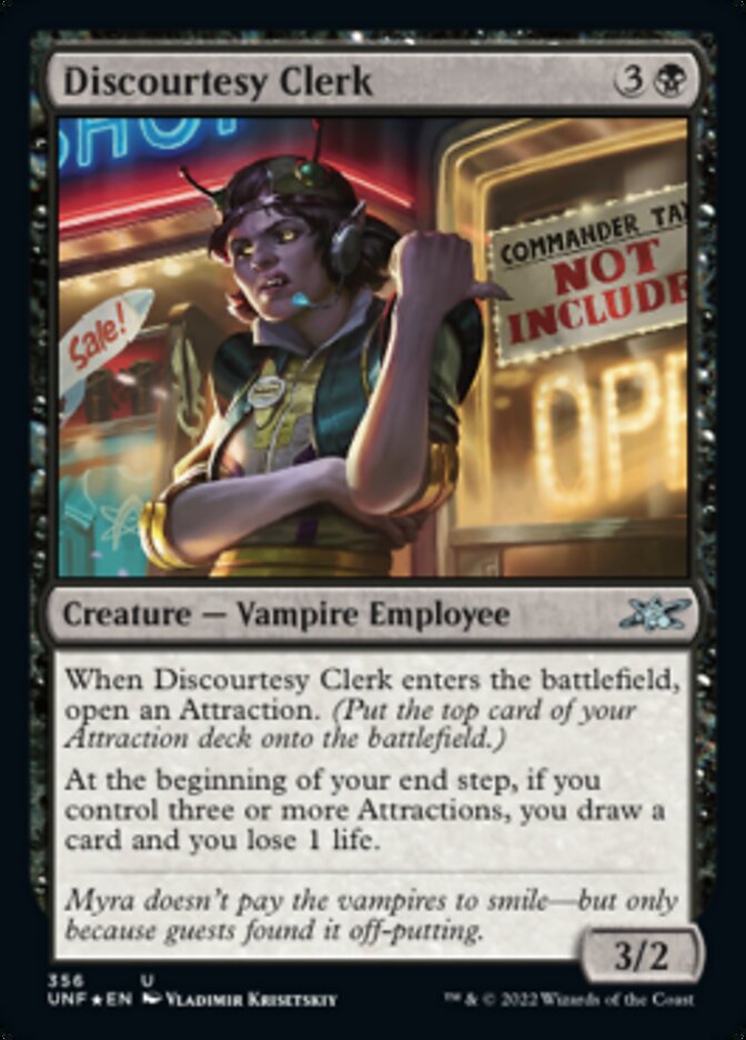 Discourtesy Clerk (Galaxy Foil) [Unfinity] | Rook's Games and More