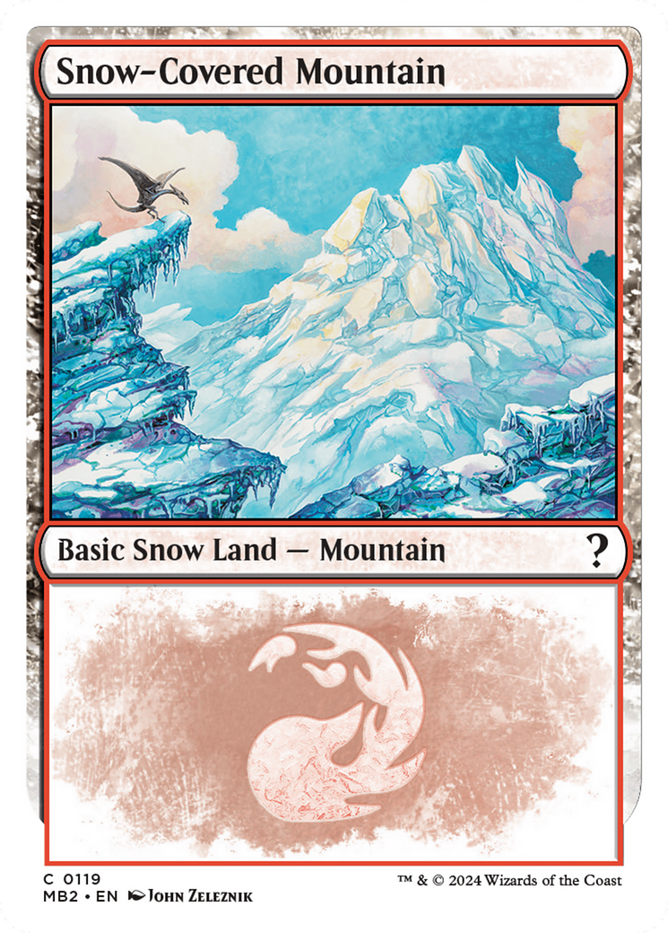 Snow-Covered Mountain (White Border) [Mystery Booster 2] | Rook's Games and More