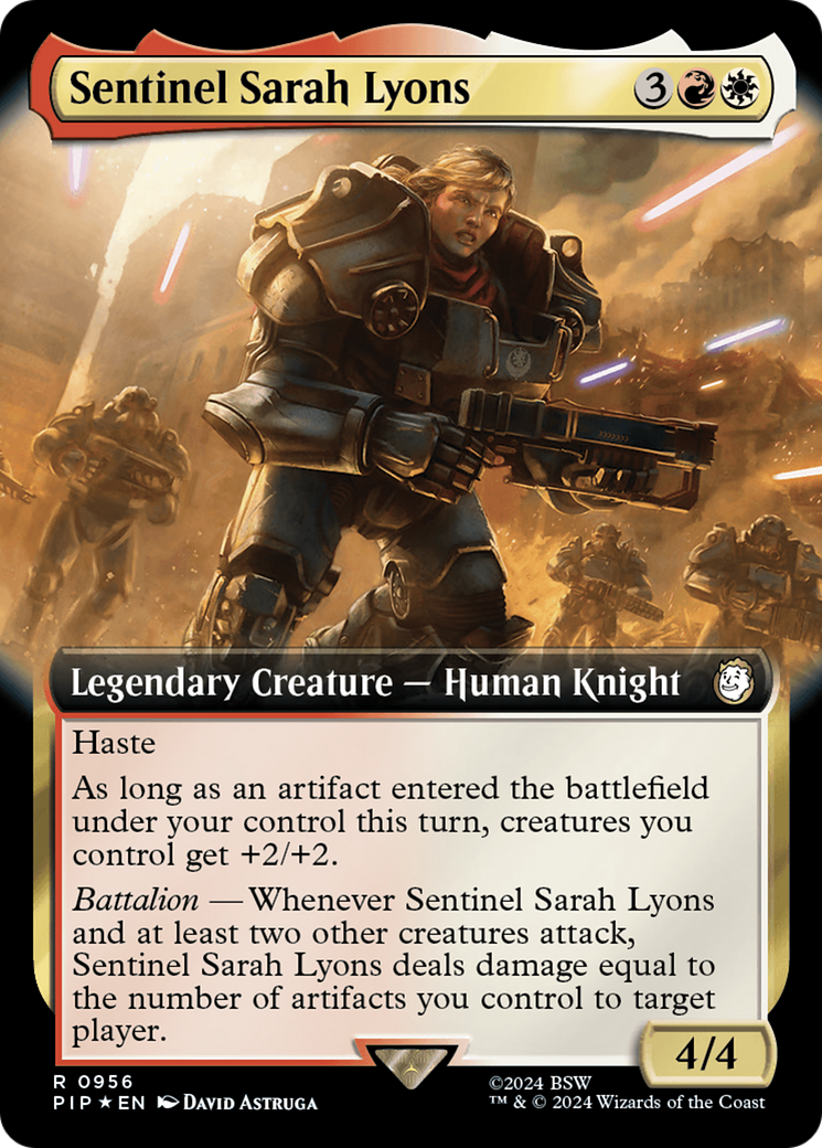 Sentinel Sarah Lyons (Extended Art) (Surge Foil) [Fallout] | Rook's Games and More