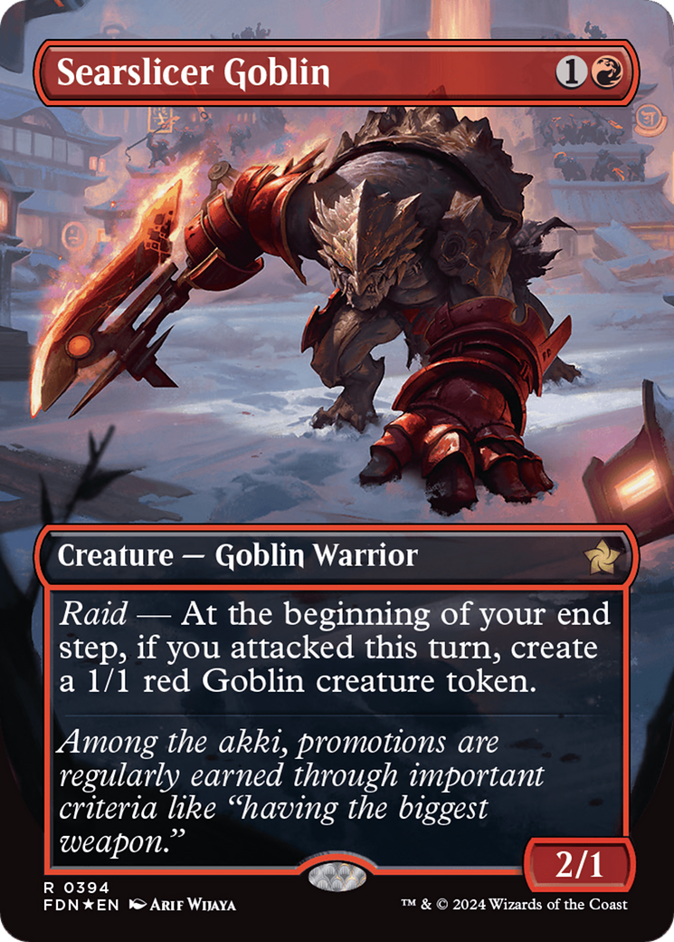 Searslicer Goblin (Borderless) (Mana Foil) [Foundations] | Rook's Games and More