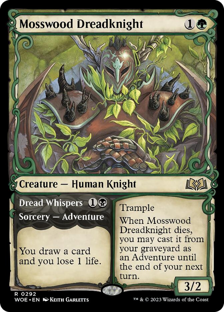 Mosswood Dreadknight // Dread Whispers (Showcase) [Wilds of Eldraine] | Rook's Games and More