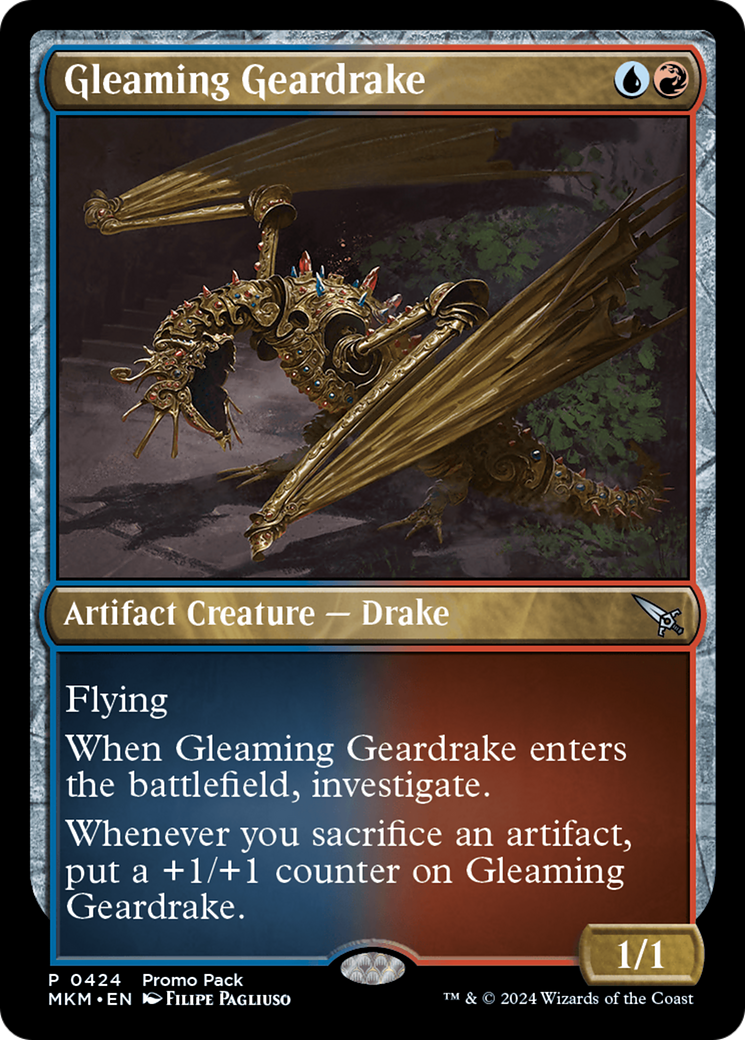 Gleaming Geardrake (Promo Pack) [Murders at Karlov Manor Promos] | Rook's Games and More
