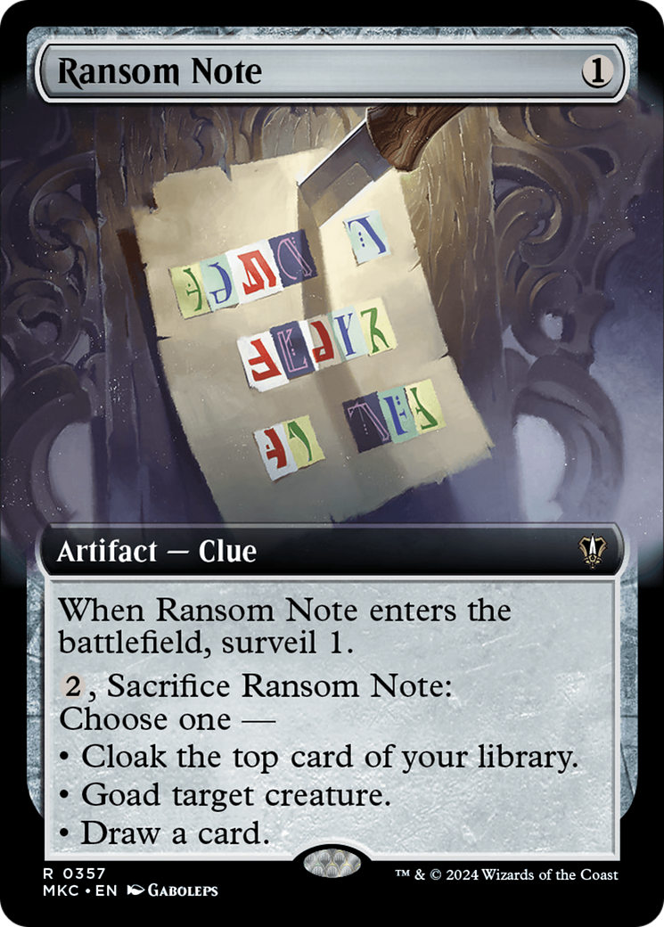 Ransom Note (0357) (Extended Art) [Murders at Karlov Manor Commander] | Rook's Games and More