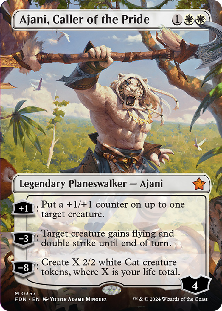 Ajani, Caller of the Pride (Borderless) [Foundations] | Rook's Games and More