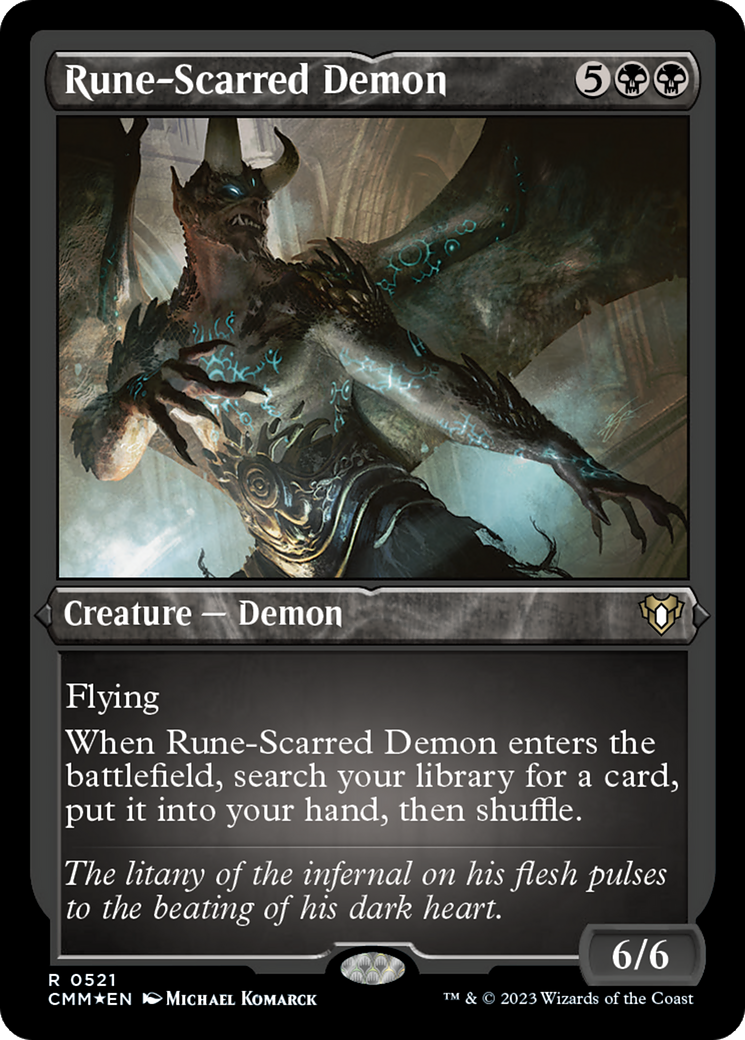 Rune-Scarred Demon (Foil Etched) [Commander Masters] | Rook's Games and More