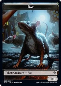 Rat // Food (17) Double-sided Token [Throne of Eldraine Tokens] | Rook's Games and More