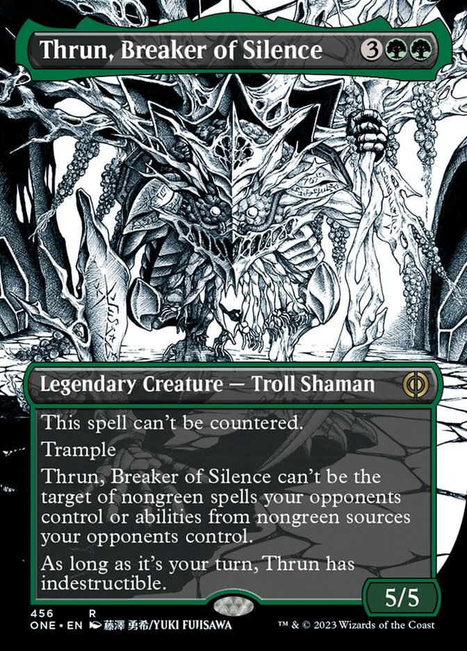 Thrun, Breaker of Silence (Borderless Manga Step-and-Compleat Foil) [Phyrexia: All Will Be One] | Rook's Games and More