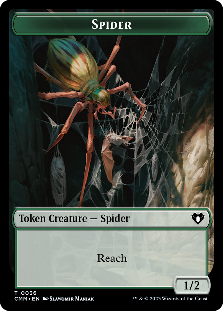 Wurm // Spider Double-Sided Token [Commander Masters Tokens] | Rook's Games and More