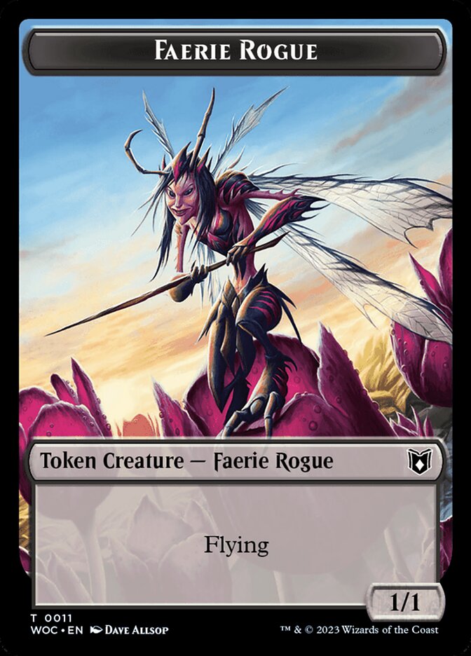 Faerie Rogue // Faerie (0011) Double-Sided Token [Wilds of Eldraine Commander Tokens] | Rook's Games and More