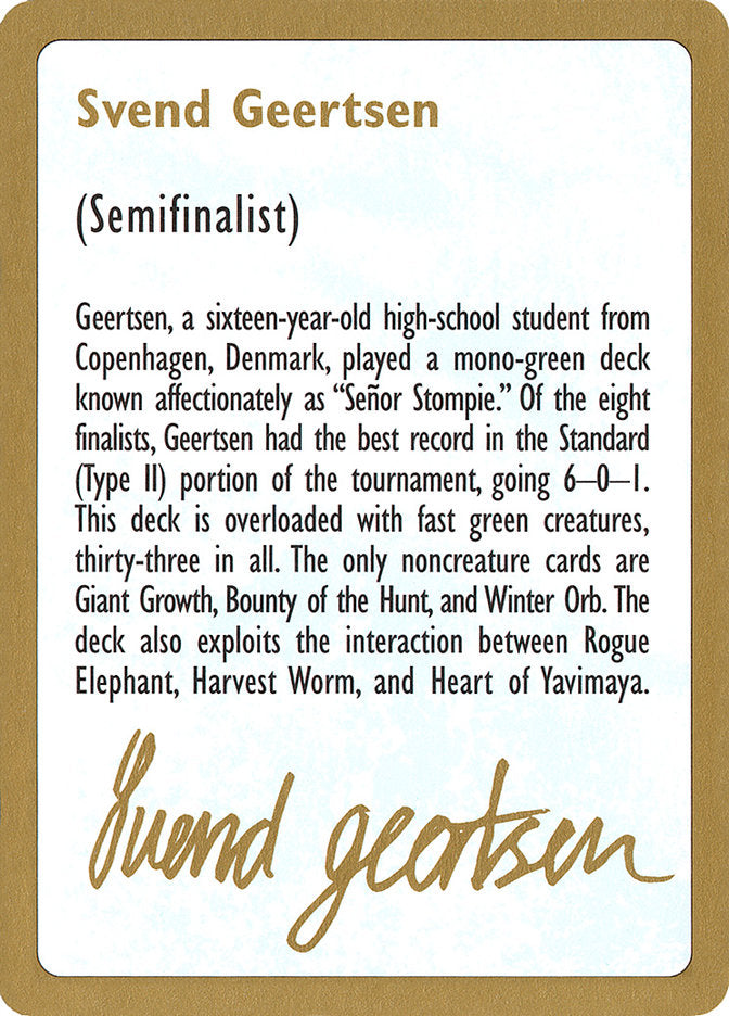 Svend Geertsen Bio [World Championship Decks 1997] | Rook's Games and More