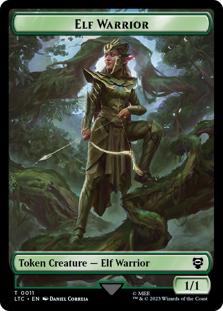 Elf Warrior // Treasure Double Sided Token [The Lord of the Rings: Tales of Middle-Earth Commander Tokens] | Rook's Games and More