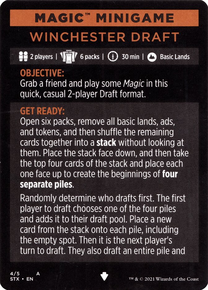Winchester Draft (Magic Minigame) [Strixhaven: School of Mages Minigame] | Rook's Games and More