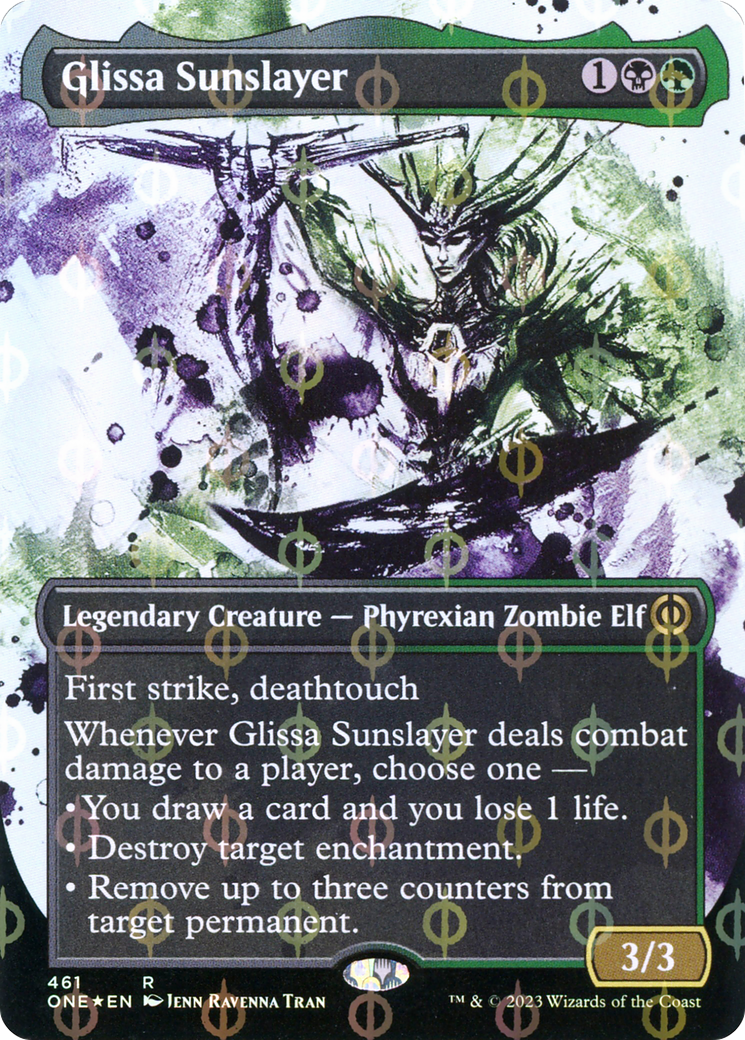 Glissa Sunslayer (Borderless Ichor Step-and-Compleat Foil) [Phyrexia: All Will Be One] | Rook's Games and More