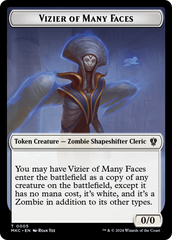 Vizier of Many Faces // Zombie Double-Sided Token [Murders at Karlov Manor Commander Tokens] | Rook's Games and More