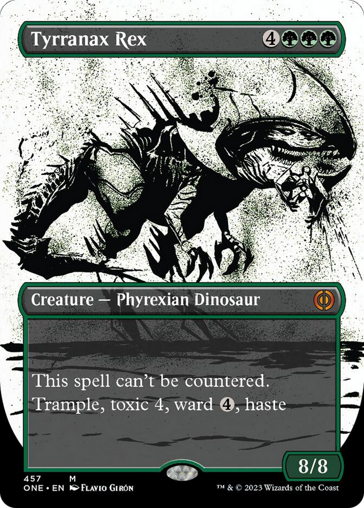 Tyrranax Rex (Borderless Ichor Step-and-Compleat Foil) [Phyrexia: All Will Be One] | Rook's Games and More