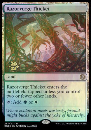 Razorverge Thicket [Phyrexia: All Will Be One Prerelease Promos] | Rook's Games and More