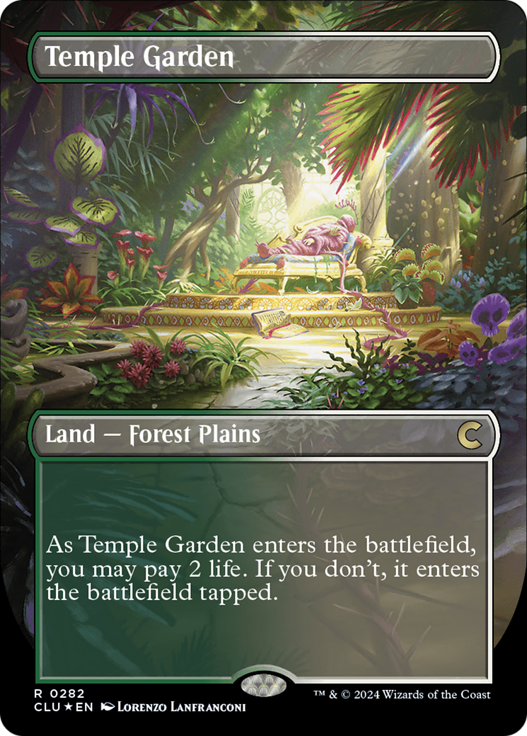 Temple Garden (Borderless) [Ravnica: Clue Edition] | Rook's Games and More