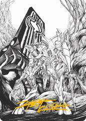 Lukka, Bound to Ruin Art Card (Gold-Stamped Signature) [Phyrexia: All Will Be One Art Series]