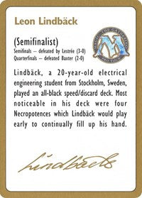 1996 Leon Lindback Biography Card [World Championship Decks] | Rook's Games and More