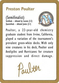 1996 Preston Poulter Biography Card [World Championship Decks] | Rook's Games and More