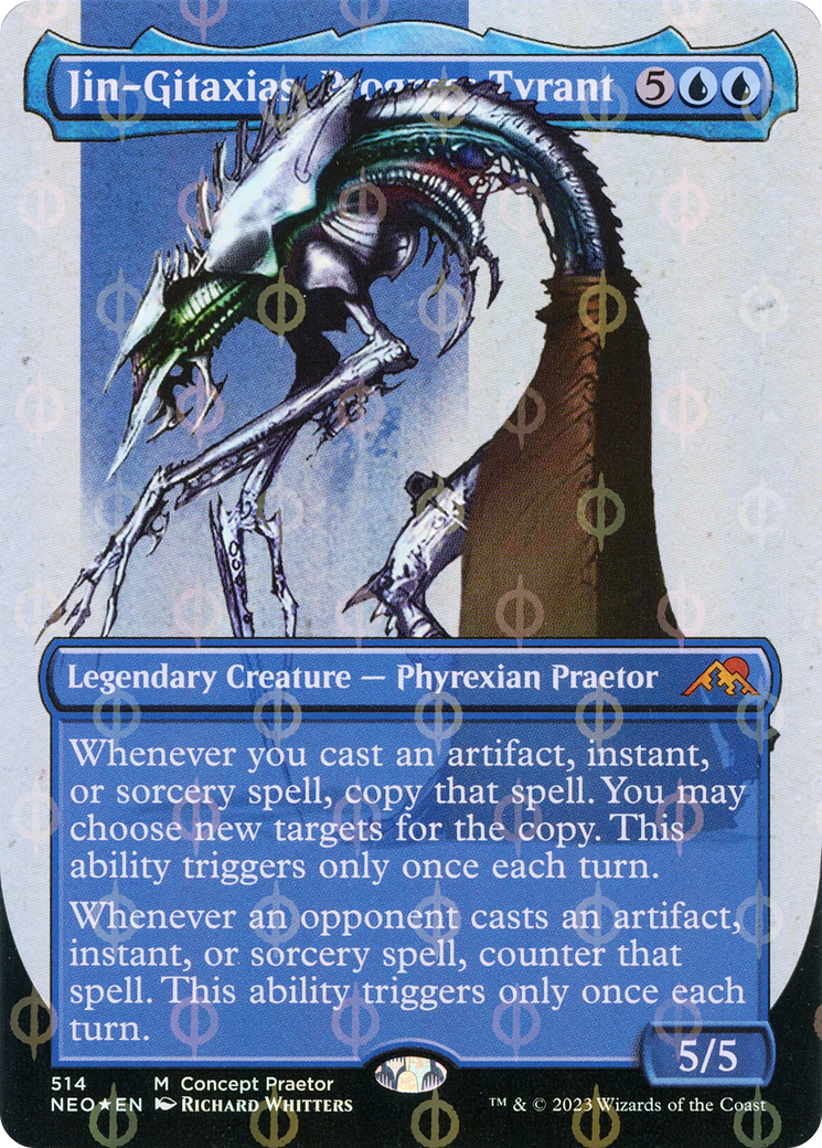 Jin-Gitaxias, Progress Tyrant (Borderless Concept Praetors Step-and-Compleat Foil) [Phyrexia: All Will Be One] | Rook's Games and More