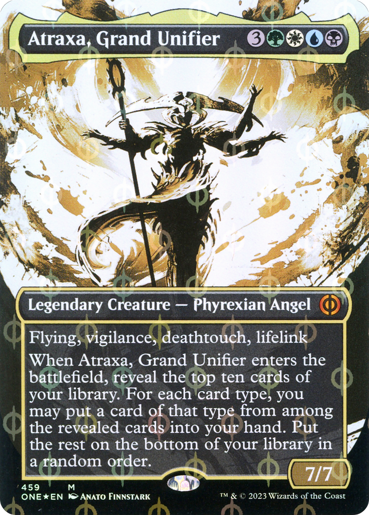 Atraxa, Grand Unifier (Borderless Ichor Step-and-Compleat Foil) [Phyrexia: All Will Be One] | Rook's Games and More